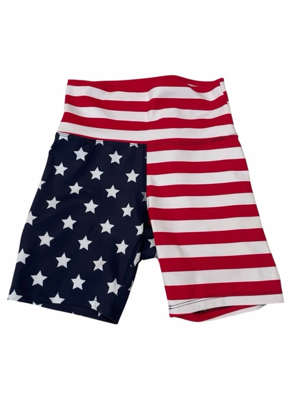 Beach Riot Women’s Stars and Stripes Patriotic Bike Shorts Size Small
